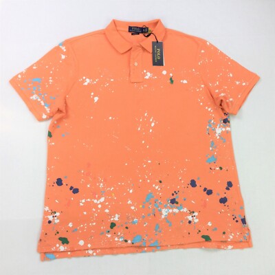 Polo Ralph Lauren Distressed Repaired Orange Paint Splatter