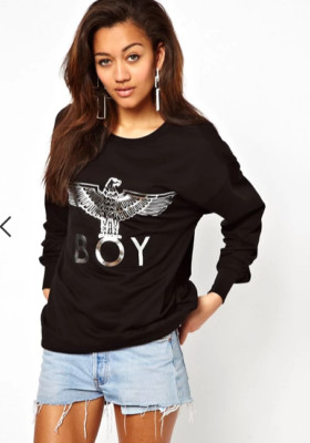 BOY London Sweatshirt, BOY EAGLE SWEAT - BLACK/SILVER Size Small Unisex