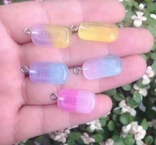 Cute Mixed Color Pill-Shaped Candy Charm with Eye Pin 25mm x 12mm 