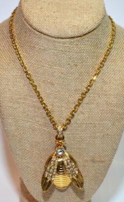 Neu Original Tag Ann Taylor Goldfarbig Poliert Strass Käfer Anhänger 33 '' Kette