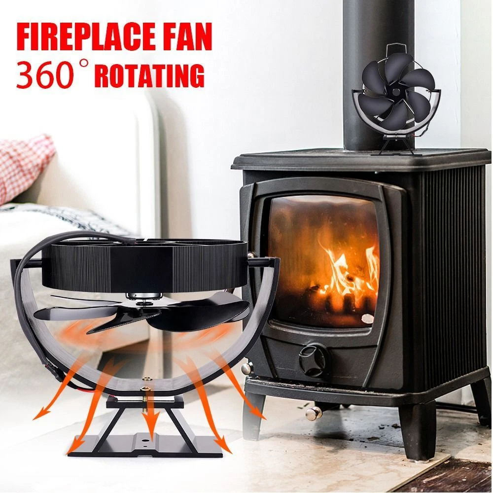 Distribution Fireplace Fan Heat Powered Stove Fan Log Wood Burner 360°  Rotating 834456890621 | eBay