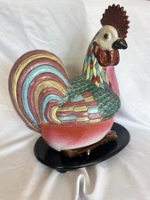 Antique Porcelain Chinese Export Rooster Colorful Covered Tureen Sculpture