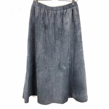 Vintage Blue Gray Suede Leather Paneled A-Line Skirt Size M Boho Western Prairie