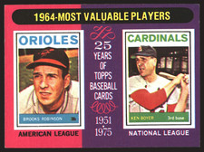 1975 Topps #202 1964 MVPs (Brooks Robinson / Ken Boyer) VG/EX