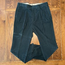 Ben Silver Charleston Pants Men’s 38x33 Green Corduroy USA Made Pleated Cuffed