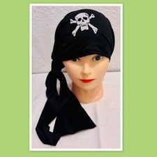 Black Pirate-Style Head Scarf Featuring A Classic White Skull  Crossbones