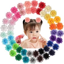 50 Pcs 2 Inch Chiffon Flower Baby Hair Bows Hair Accessories for Toddlers
