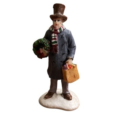Lemax Christmas Village Dept 56 Husband Dad Wreath Shopping Grocery Victorian