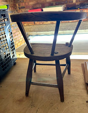 Dark Wood Childs Wooden Chair 40x40x55cm Curved Backrest Brown Wood
