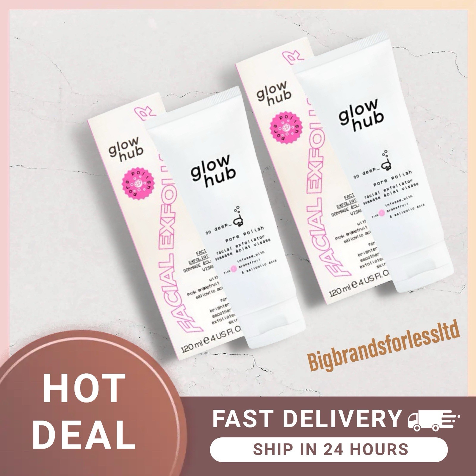 Glow Hub Facial Exfoliating Pore Polish 120ml + Salicylic Acid & Pink Grapefruit - Image 4