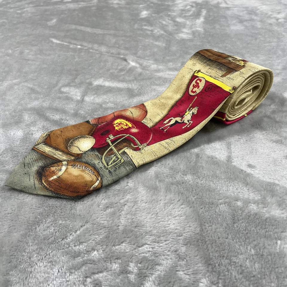 USC Troyanos Corbata Águilas Alas Seda NCAA Fútbol Béisbol Baloncesto 57.5x4 Cuello Foto 2 de 4