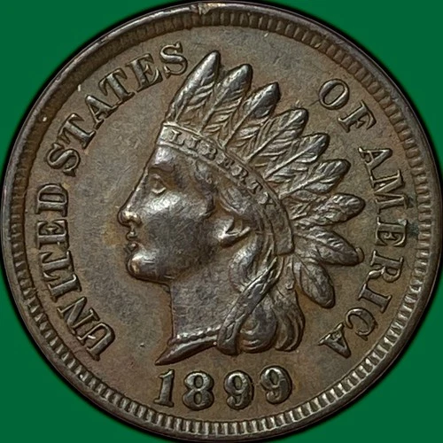 1899 Indian Head Cent Choice Almost Uncirculated AU+ Coin #34049