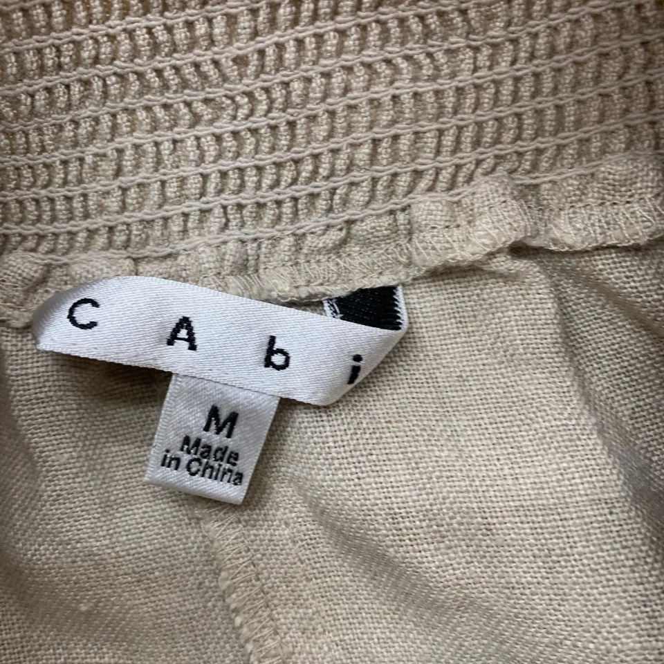 NWT Cabi Linen Blend Maxi Skirt Beige Pleated High Waisted Button Detail Size M - Image 4 of 4