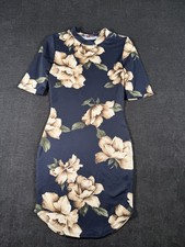 Love Culture Black Floral Print Mock Neck Bodycon Mini Dress, Size Small