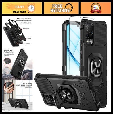 Dual Layer Shockproof Phone Case with Tempered Glass Screen Protector & Kickstan
