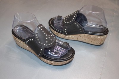 Donald J Pliner Sheba Sandals Womens 8 Dark Brown Leather Studded Cork Platform