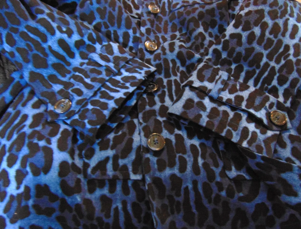 LINEA BY LOUIS DELL'OLIO ЖЕНЩИН СИНИЙ ЛЕОПАРД ПЕЧАТЬ ТРЕНЧ КУРТКА SZ M - Изображение 4 из 4