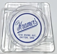 Vintage Kramer's "Pizza And Beer" Glass Advertising Ashtray Dayton Ohio RARE