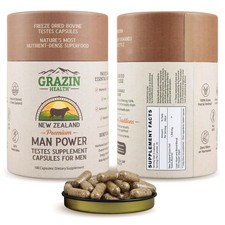GRAZIN HEALTH Grass Fed Bovine Testes Man Power Capsules 30 Day Supply