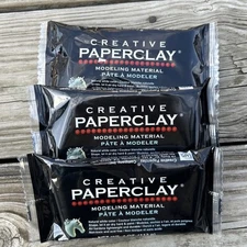 Creative Paperclay Modeling Material. Lot of 3 1lb Blocks Air Dry Paper Clay