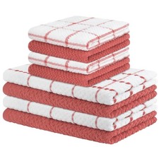 Kitchen Towels and Dishcloths Set of 8, 100 Cotton Dish Towels for Washing D