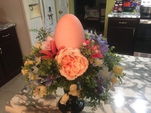 New Handmade Floral /Easter Egg Centerpiece On Ceramic Candle Stand