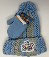 Toddler Size 2T-5T Berkshire Winter Hat and Mittens Set Paw Patrol Knit Beanie