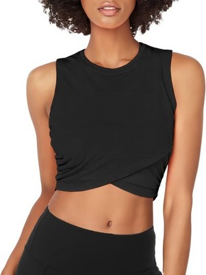 Sanutch Yoga Crop Tops Dance Fitted Workout X-Small, Black 
