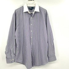 Polo by Ralph Lauren Regent Classic Fit Purple Green Striped Shirt 17.5 34/35