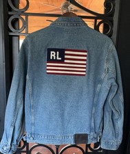 Vintage 90  s Ralph Lauren Polo Denim Jacket Size Mens S Or Unisex American Flag