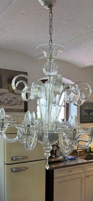  ️ Murano Glas Lüster   Handgefertigt Italien   Kristallklarer Vintage