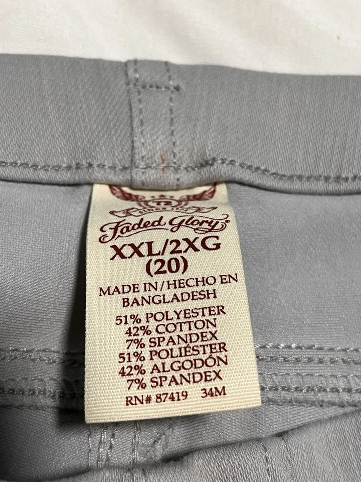 Faded Glory Women's Light Gray Pull-On Straight Leg Pants Plus Size 2X 18W-20W - Image 4 of 4