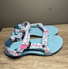 Teva Hurricane Sandals Size 2 Youth Pink Blue Shoe Straps Adjustable Hippie