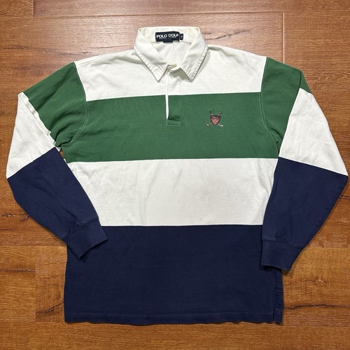 Vintage Ralph Lauren Rugby Polo Shirt Mens M Colorblock Long Sleeve Classic Golf