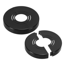 2Pcs 0.4" Thicken Wall Split Flange Escutcheon Plate Cover 0.8/1/1.3 inch, Black