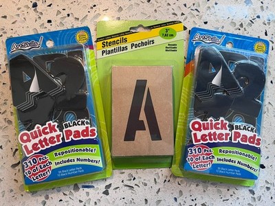 2 ARTSKILLS Black Quick Letter Pads - 310 2.5   & 3  Stencils Project Posters