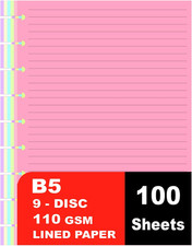 9 Disc Lined Refills for Happy Planner, 110 Gsm Loose-Leaf Disc Bound Inserts, 5