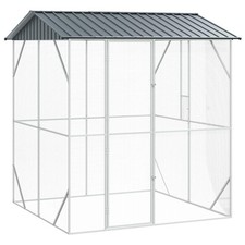 Bird Cage with Storage Anthracite Galvanised Steel Outdoor Enclosure  vidaXL