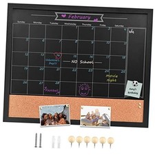 Chalkboard Calendar  Corkboard, Magnetic Surface 23.6" x 23.6" 31.5" Black