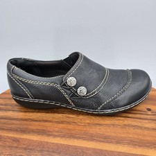 Clarks Shoes Women 8 M Black Leather Ashland Alpine Casual Career Loafer Flats