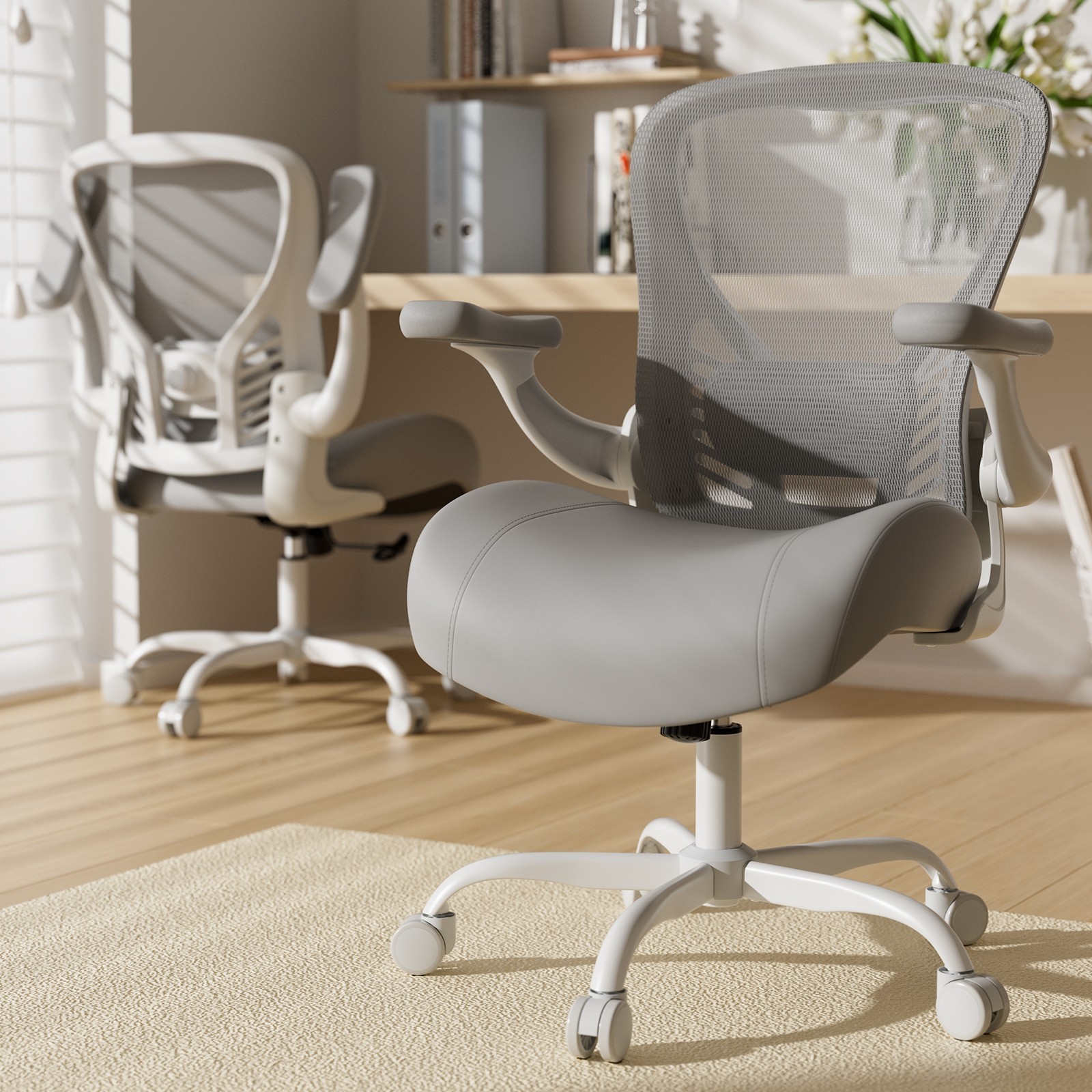 Ergonomic Mesh Office Desk Chair Adjustable 3D Arms Lumbar Support 350LBS White