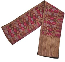 Thai Sash Belt Waist Band Pink W/ Multicolor Accents Pabiang/Sabai 7.25 X 76"