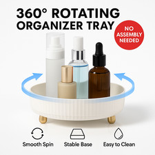 360 Rotating Makeup Organizer Tray Perfume Skincare Holder for Vanity Bathroom