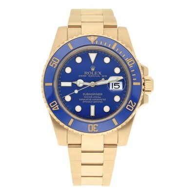 Rolex Submariner Ceramic Blue 116618LB Yellow Gold 40mm Watch - 2009