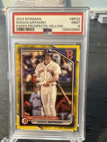 Bowman 2024 Roman Anthony Prospects #BP-22 Yellow Border /75 RC PSA 9