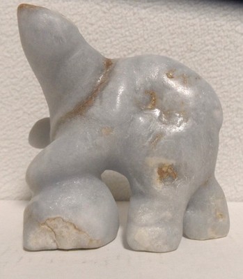 Artisan Hand Carved Opaque Calcite Alabaster ''Polar Bear in the Rough'' Carving