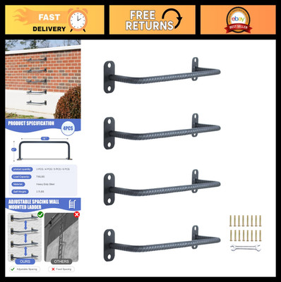 Heavy Duty 4-Rung Window Well Ladder, Adjustable Egress Ladder, 700LBS Capacity,