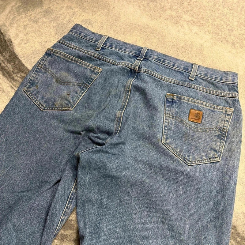 Vintage Carhartt 90s Straight Relaxed Fit Light Wash Denim Jeans Size 40 x 32 image 4