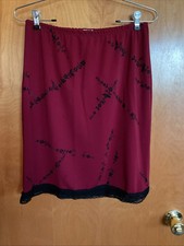 Vintage 90  s Back-Track Clothing Co Skirt Red Floral With Black Lace Trim