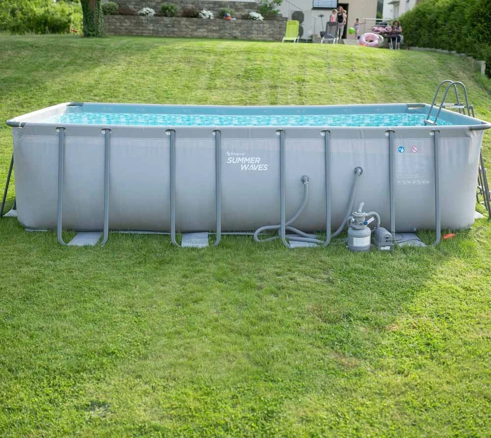 Aufstellpool Schwimmbad Schwimmbecken rechteckig grau Komplettset 549x274x132cm - Bild 3 von 4